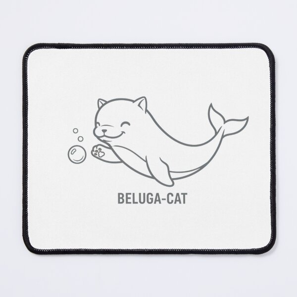 Artikelvorschau, Minimalist Beluga Cat Hybrid Line Art - Whimsical Whale Kitty Illustration entworfen und verkauft von VanSum.