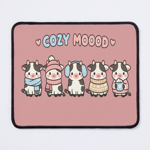Item preview, Cozy Mooood Cow T-Shirt – Cute Kawaii Winter Cow Cartoon Design designed and sold by Amitabr14.