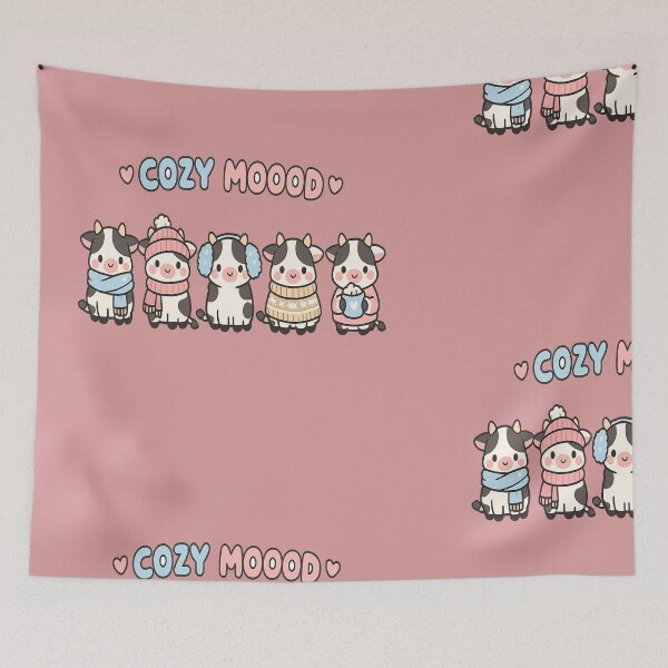 Item preview, Cozy Mooood Cow T-Shirt – Cute Kawaii Winter Cow Cartoon Design designed and sold by Amitabr14.