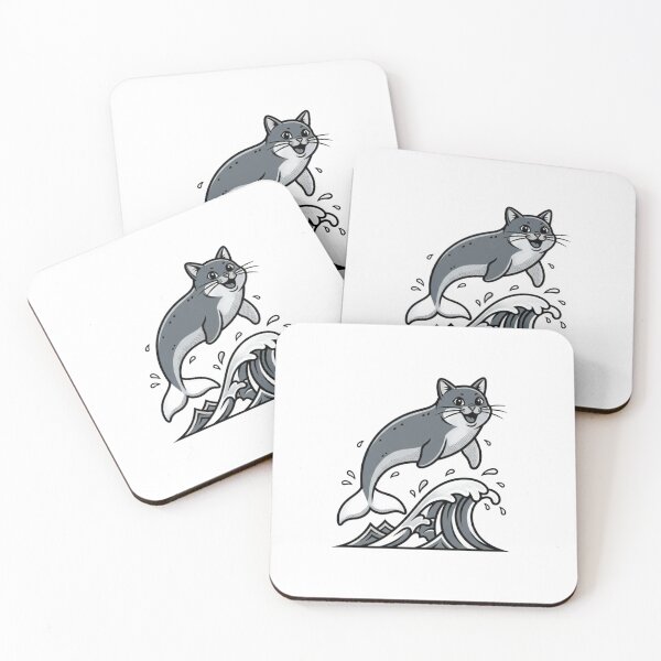 Item preview, Whimsical Beluga Cat Hybrid Line Art - Minimalist Sea Animal Geometric Wave Design designed and sold by VanSum.