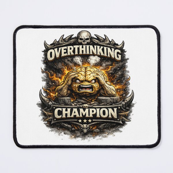 Item preview, Overthinking Champion Shirt – Dark Humor Graphic Tee | Anxiety Overthinker Design | Mental Health Edgy Streetwear designed and sold by Psychlee Best Finds.