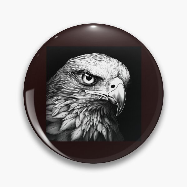 Item preview, Close Up Hawk Portrait Black and White Bird of Prey Art designed and sold by inkoutninja.