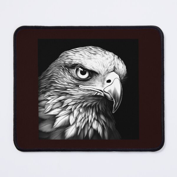 Item preview, Close Up Hawk Portrait Black and White Bird of Prey Art designed and sold by inkoutninja.