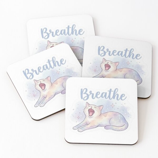 Item preview, "Breathe" Pastel Kawaii Cat Sticker - Zen Mindfulness & Crystal Magic designed and sold by LaniDigitalNook.