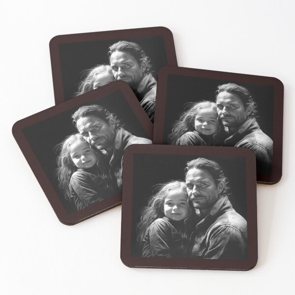 Item preview, Father and Daughter Portrait Black and White Family Art designed and sold by inkoutninja.