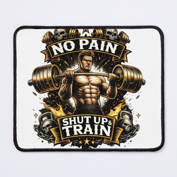 Item preview, No Pain No Gain Gym Workout T-Shirt Design | Shut Up and Train Fitness Motivation Tee | Bodybuilding Gym Apparel USA designed and sold by UrbanEchoHub.