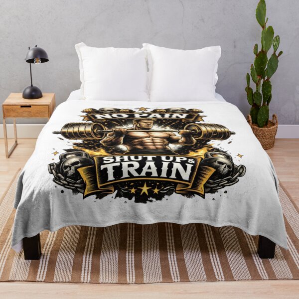 Item preview, No Pain No Gain Gym Workout T-Shirt Design | Shut Up and Train Fitness Motivation Tee | Bodybuilding Gym Apparel USA designed and sold by UrbanEchoHub.