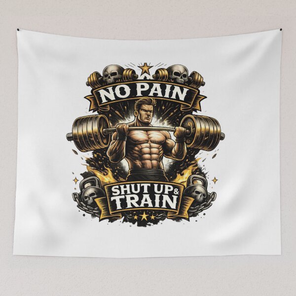 Item preview, No Pain No Gain Gym Workout T-Shirt Design | Shut Up and Train Fitness Motivation Tee | Bodybuilding Gym Apparel USA designed and sold by UrbanEchoHub.