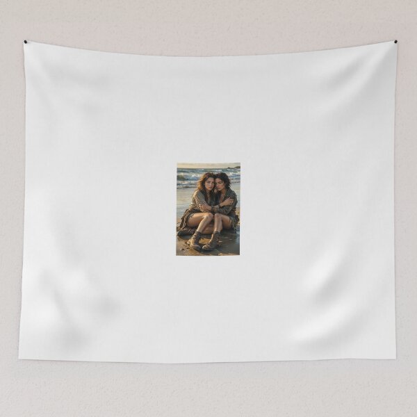 Item preview, Two women with wavy hairstyles on a beach designed and sold by CathryneDelamort.