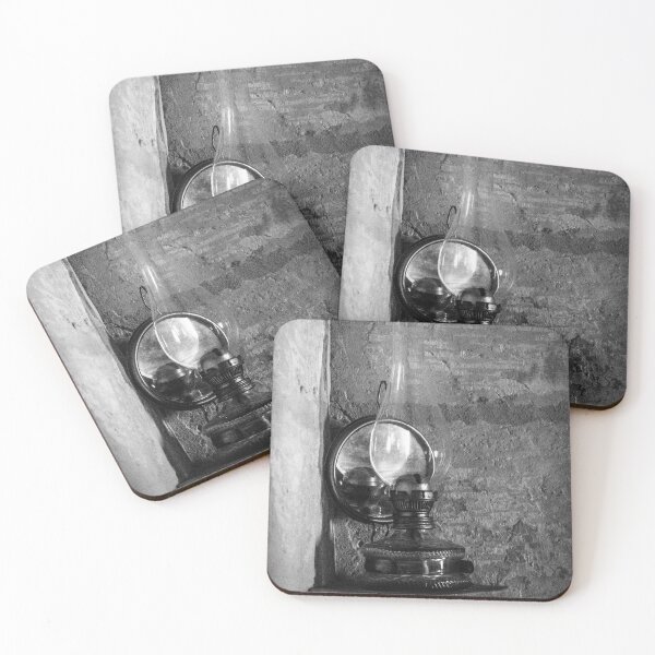 Item preview, Vintage Oil Lamp On Rustic Wall Shelf In Black And White Interior Photograph Evoking Nostalgia designed and sold by Nmallia.