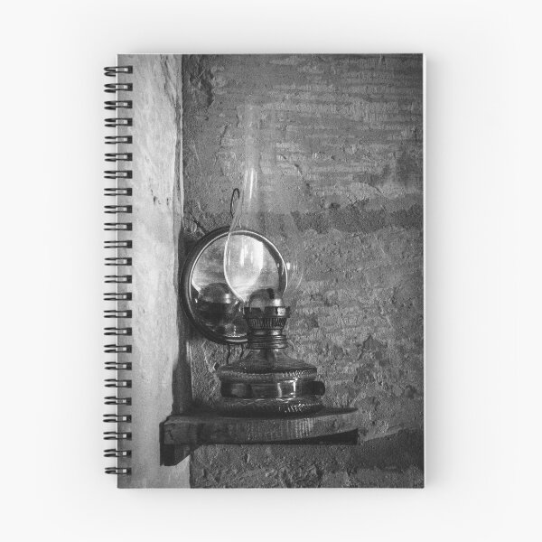 Item preview, Vintage Oil Lamp On Rustic Wall Shelf In Black And White Interior Photograph Evoking Nostalgia designed and sold by Nmallia.