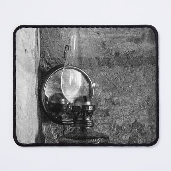 Item preview, Vintage Oil Lamp On Rustic Wall Shelf In Black And White Interior Photograph Evoking Nostalgia designed and sold by Nmallia.