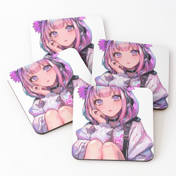 Aperçu de l'œuvre Esthétique du sweat à capuche d'une jolie fille anime – Style waifu aux cheveux roses créée et vendue par AnimDream .