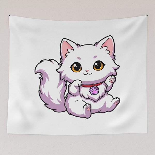Item preview, Cute White Anggora Cat Lucky Waving Kawaii Chibi Kitten designed and sold by el.azraq.