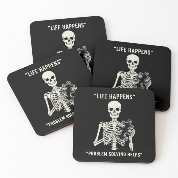 Item preview, Life Happens Problem Solving Helps Puzzle Skeleton – Logic Humor Gothic designed and sold by printedartgoods.