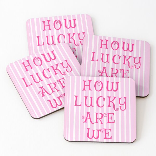 Item preview, How Lucky Are We , Pink Stripes Design, Pink Aesthetic designed and sold by PeacePrint.