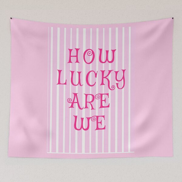 Item preview, How Lucky Are We , Pink Stripes Design, Pink Aesthetic designed and sold by PeacePrint.