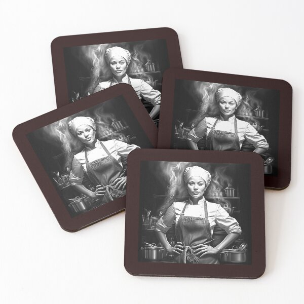 Item preview, Female Chef in Kitchen Black and White Culinary Art designed and sold by inkoutninja.