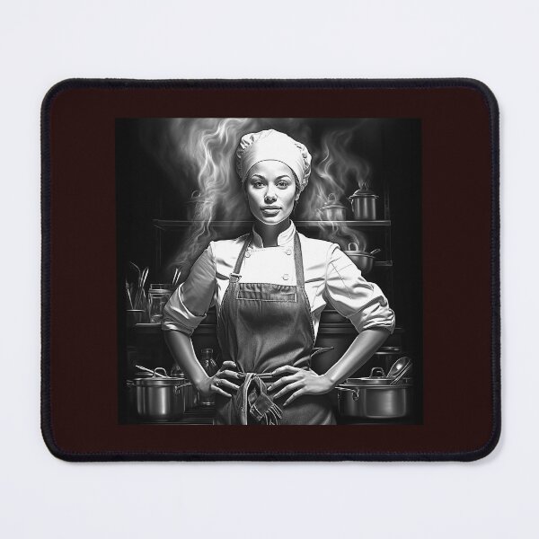 Item preview, Female Chef in Kitchen Black and White Culinary Art designed and sold by inkoutninja.