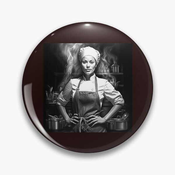 Item preview, Female Chef in Kitchen Black and White Culinary Art designed and sold by inkoutninja.
