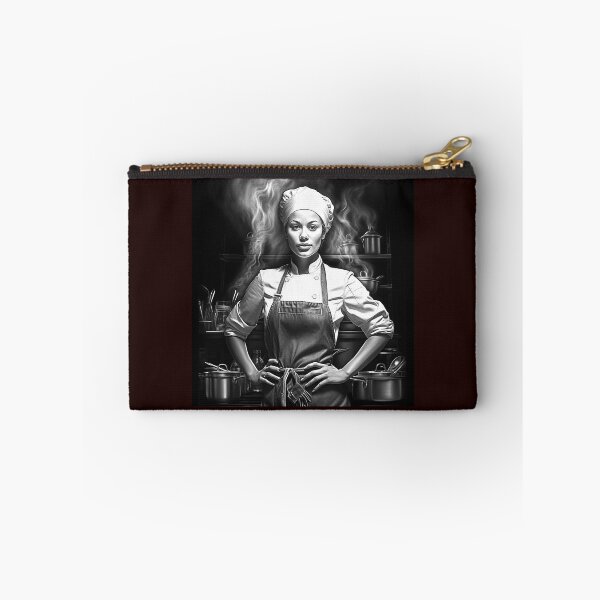 Item preview, Female Chef in Kitchen Black and White Culinary Art designed and sold by inkoutninja.
