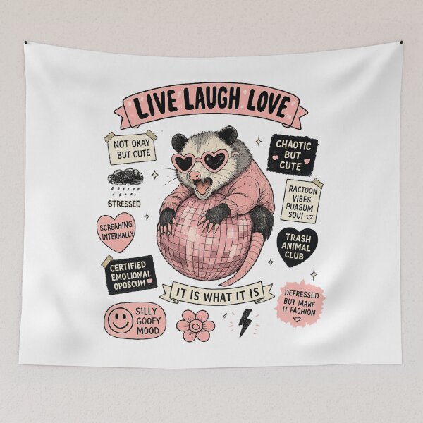 Item preview, Live Laugh Love Opossum Funny Meme Shirt – Chaotic Emotional Possum Aesthetic, Silly Goofy Mood Cute Animal Design designed and sold by jutharat456.