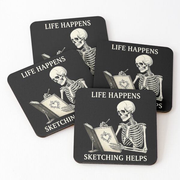 Item preview, Life Happens Sketching Helps Gothic Artist Skeleton – Creative Motivation designed and sold by printedartgoods.