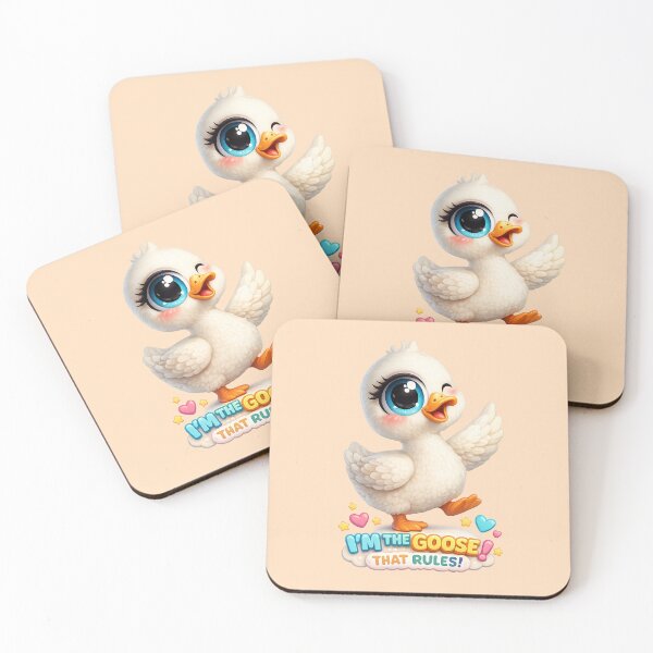 Item preview, 3D Cute Pastel Goose Big Eye Funny Cartoon Character with Quote designed and sold by Nusha Creations.