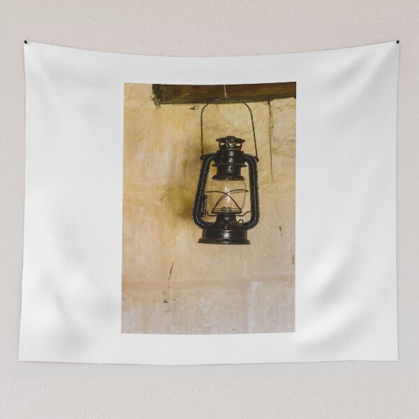 Item preview, Vintage Hanging Lantern On Rustic Wall, Antique Oil Lamp, Old Fashioned Home Lighting Decor designed and sold by Nmallia.