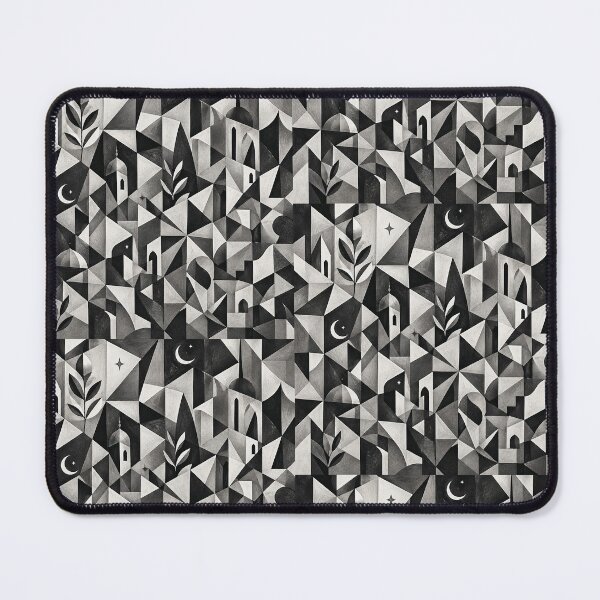Item preview, Monochrome Cubist Geometric Pattern – Abstract Islamic-Inspired Seamless Design designed and sold by Alpha-mike13.