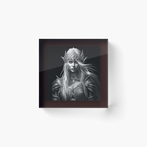 Item preview, Dark Fantasy Elf Queen Black and White Portrait Art designed and sold by inkoutninja.