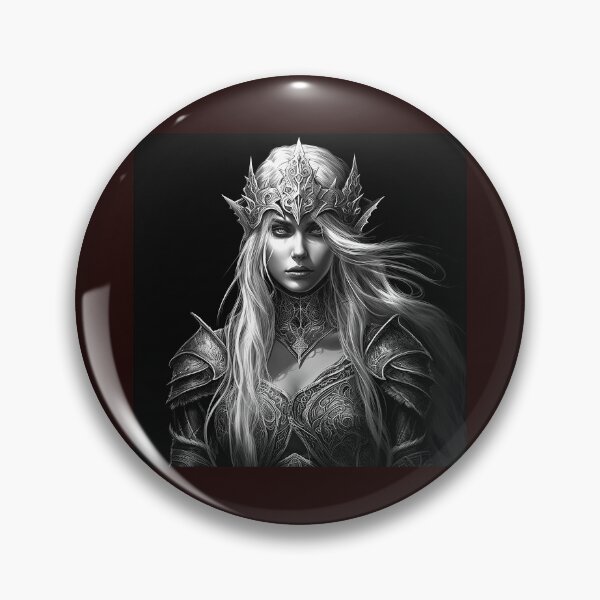 Item preview, Dark Fantasy Elf Queen Black and White Portrait Art designed and sold by inkoutninja.