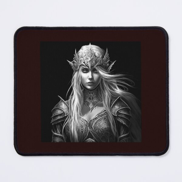 Item preview, Dark Fantasy Elf Queen Black and White Portrait Art designed and sold by inkoutninja.