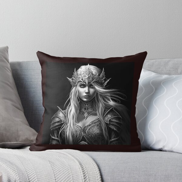 Item preview, Dark Fantasy Elf Queen Black and White Portrait Art designed and sold by inkoutninja.