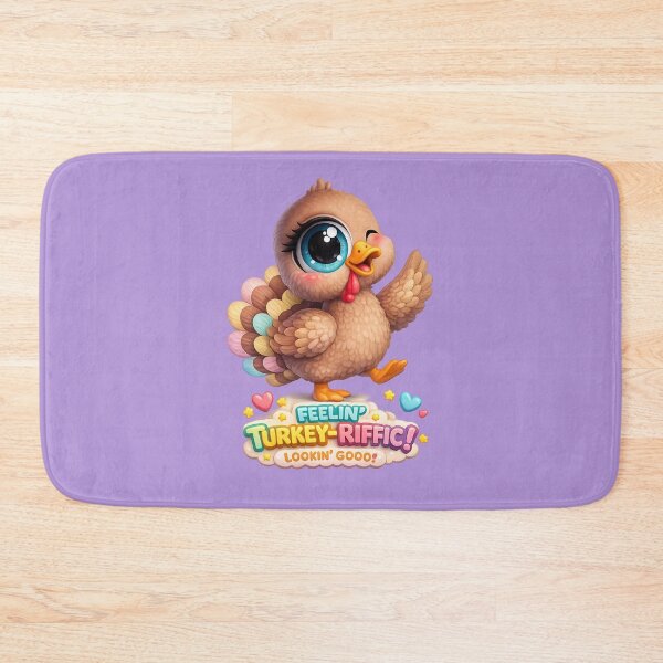 Item preview, 3D Cute Pastel Turkey Big Eye Funny Cartoon Character with Quote designed and sold by Nusha Creations.