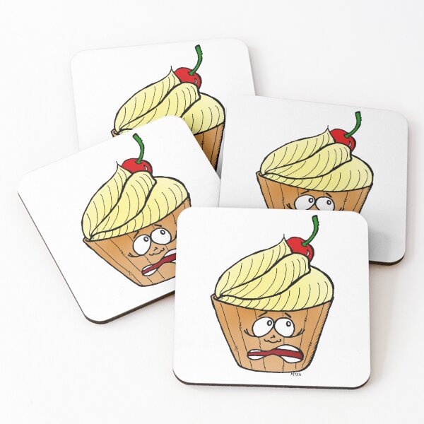 Item preview, Nervous Cupcake Cute Food Illustration designed and sold by MyxaART.