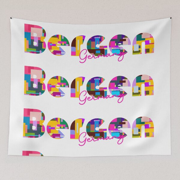 Item preview, Bergen, Germany, Vibrant Abstract City Typography Art designed and sold by Wanderful-roads.