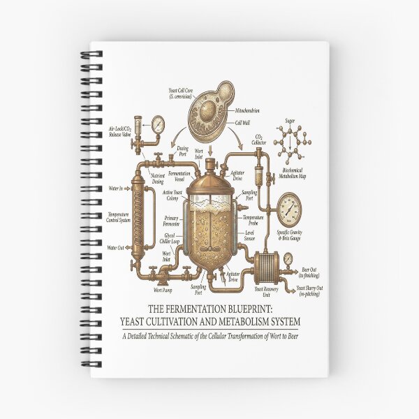 Item preview, The Fermentation Blueprint - Yeast Metabolism & Brewing Science Schematic designed and sold by ClaussShop.