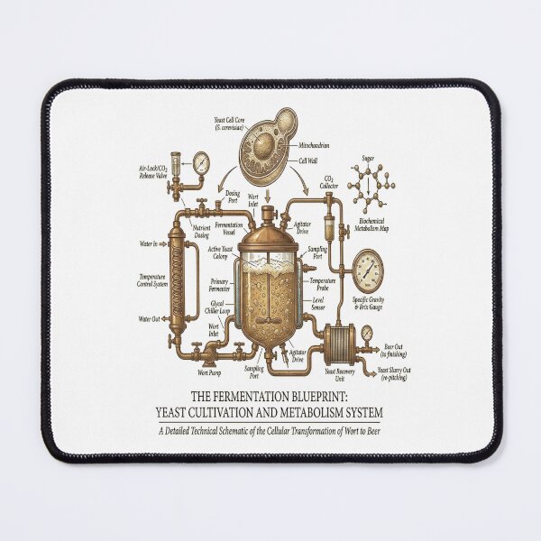 Item preview, The Fermentation Blueprint - Yeast Metabolism & Brewing Science Schematic designed and sold by ClaussShop.