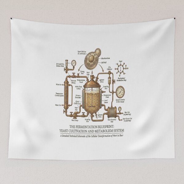 Item preview, The Fermentation Blueprint - Yeast Metabolism & Brewing Science Schematic designed and sold by ClaussShop.