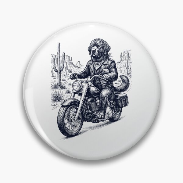Item preview, Vintage Newfoundland Riding Motorbike Moto Western Cowboy Dog Lover designed and sold by DoodleTortle.