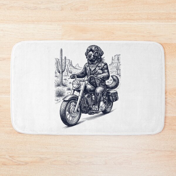 Item preview, Vintage Newfoundland Riding Motorbike Moto Western Cowboy Dog Lover designed and sold by DoodleTortle.