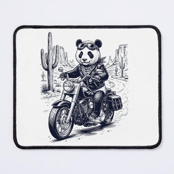 Item preview, Vintage Panda Riding Motorbike Moto Western Cowboy Animal Lover designed and sold by DoodleTortle.