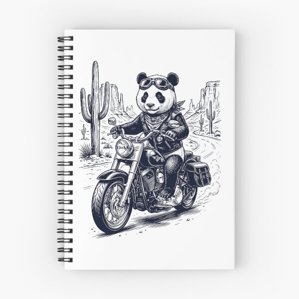 Item preview, Vintage Panda Riding Motorbike Moto Western Cowboy Animal Lover designed and sold by DoodleTortle.