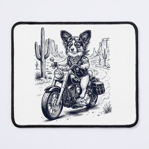 Item preview, Vintage Papillon Riding Motorbike Moto Western Cowboy Dog Lover designed and sold by DoodleTortle.