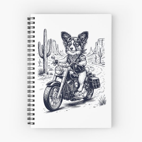 Item preview, Vintage Papillon Riding Motorbike Moto Western Cowboy Dog Lover designed and sold by DoodleTortle.