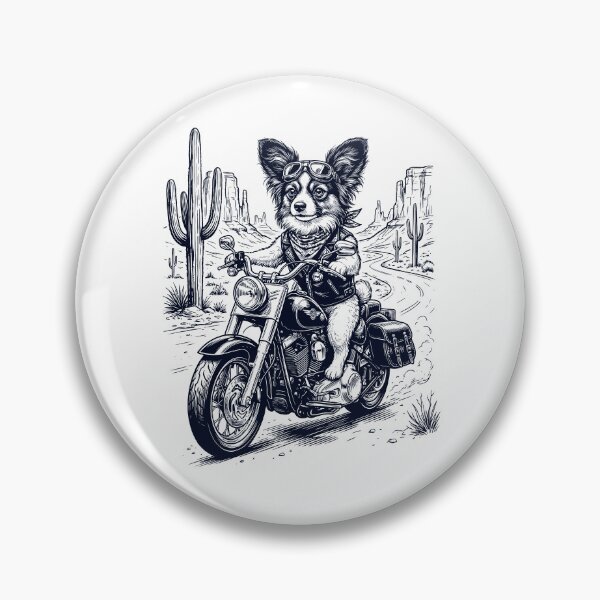 Item preview, Vintage Papillon Riding Motorbike Moto Western Cowboy Dog Lover designed and sold by DoodleTortle.