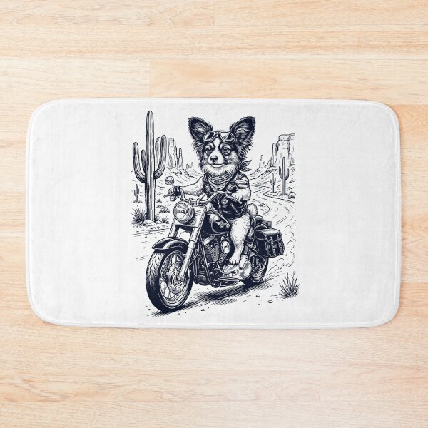 Item preview, Vintage Papillon Riding Motorbike Moto Western Cowboy Dog Lover designed and sold by DoodleTortle.