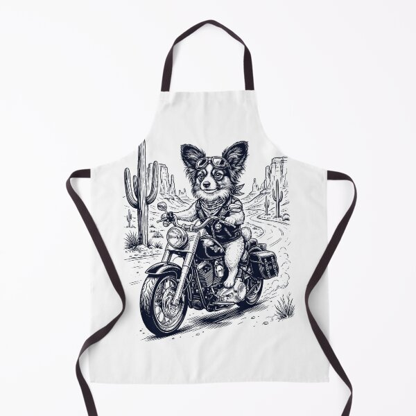 Item preview, Vintage Papillon Riding Motorbike Moto Western Cowboy Dog Lover designed and sold by DoodleTortle.