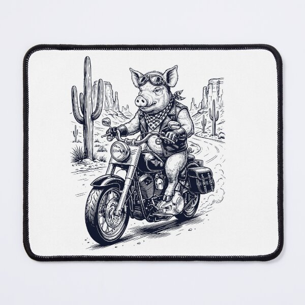 Item preview, Vintage Pig Riding Motorbike Moto Western Cowboy Animal Lover designed and sold by DoodleTortle.